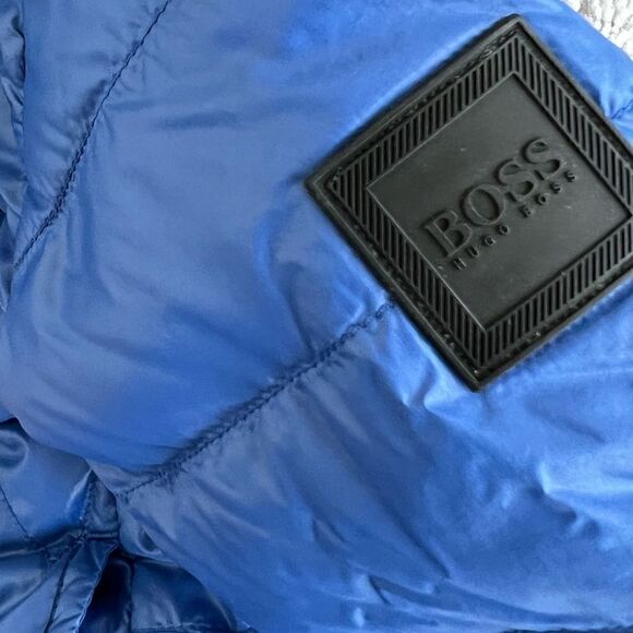 Hugo BOSS Reversible Down Padded Logo Jacket in Blue and Orange, 18 months - Picture 4 of 5